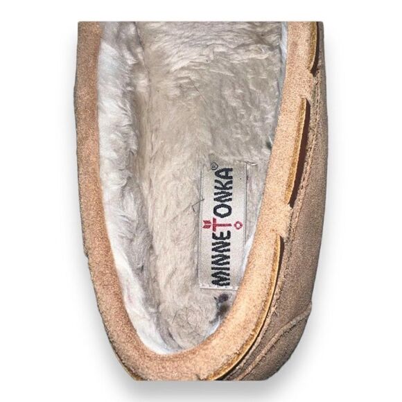 Minnetonka Jr. Trapper Moccasin Slippers Tan Suede 4036 Women's 11 - Picture 9 of 10